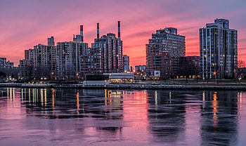 New York, Cities, Winter, Sunset, Ice, Lights HD wallpaper