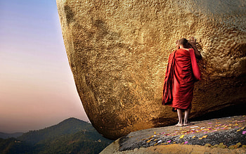 Buddha, Miscellanea, Miscellaneous, Pagoda, Golden Mountain, Monk, Burma, Myanmar, Chaittiyo, Chaittyo HD wallpaper