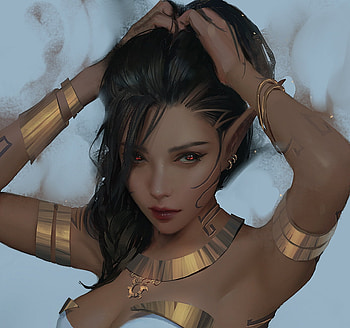 Elf girl, golden, z ed, frumusete, white, art, girl, elf, zed, jewel, zedart, fantasy, trungbui42, luminos HD wallpaper