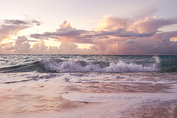 Nature, Sunset, Waves, Horizon, Coast HD wallpaper