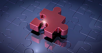 Puzzle pieces, red, digital art HD wallpaper