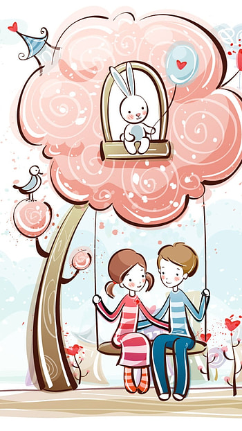 Couple Cartoon, Love Illustration, cartoon HD phone wallpaper