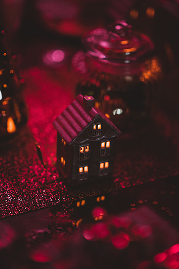 Holidays, New Year, Shine, Light, Christmas, Small House, Lodge, Decoration HD phone wallpaper
