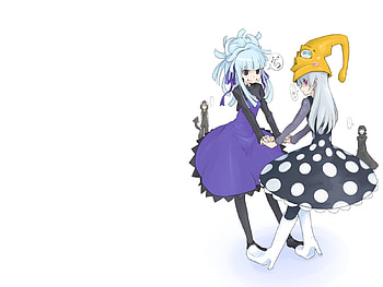 Cosplay, darke rthan black, blue eyes, crossover, long hair, oso, yin, purple eyes, pantyhose, hei, medusa, white hair, eruka frog, boots, soul eater, hat HD wallpaper