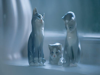 The Three Cats, blue, cats HD wallpaper