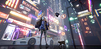 Anime Girl Time In A City , anime-girl, anime, artist, artwork, digital-art, artstation HD wallpaper