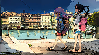 Anime Girls Exploring The City, anime-girls, anime, artist, artwork, digital-art HD wallpaper