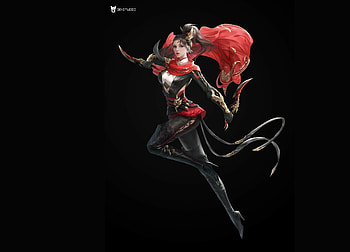 Fantasy Girl, Black, Girl, Fantasy, Red HD wallpaper