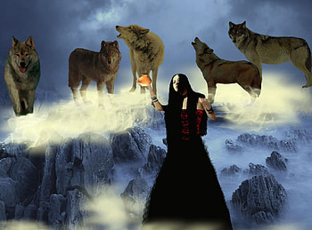 Wolf Spirits, spell, spirits, wolves, woman HD wallpaper