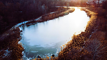 Sunset By Small Lake, sunset, nature HD wallpaper