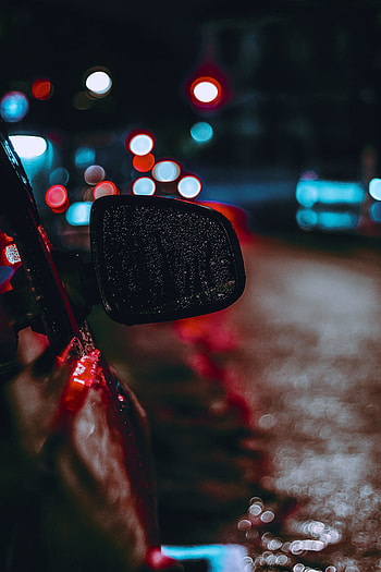 Car's side mirror, night HD phone wallpaper