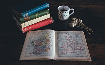 Books, Miscellanea, Miscellaneous, Cup, Map, Poppy HD wallpaper