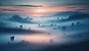 Mystical Sunrise Over Misty Hills, sunrise, fog, tree HD wallpaper