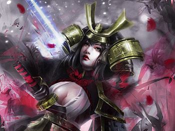 Yoto Hime, fantasy, art, samurai, madboni, girl, mady madnoliet, asian, pink, warrior HD wallpaper