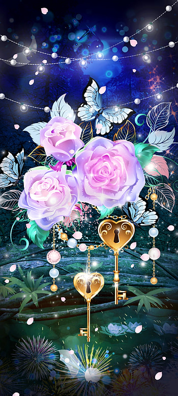 Luxury Flowers, pink, petal, premium, butterfly, Keys, rose HD phone wallpaper