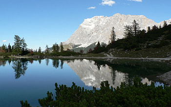 Nature, Trees, Mountains, Rock, Lake, Reflection, Shadow, Mirror HD wallpaper