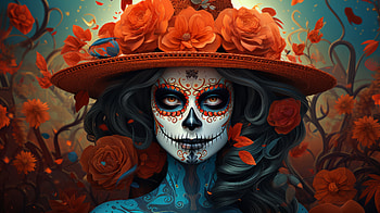 Skull Girl Day of the Dead, Day of the Dead, artistic, sugar skull HD wallpaper