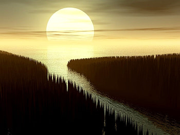 Behind the Water, river, lake, sunset HD wallpaper