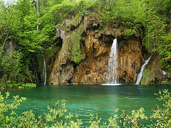 Falls, forests, nature, rivers HD wallpaper