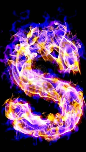 S Letter, Blue Fire HD phone wallpaper