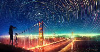 San Francisco Bridge Infinite Lights Artwork, san-francisco, bridge, world, artist, artwork, digital-art, deviantart HD wallpaper