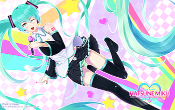 Hatsune Miku, sexy, blue eyes, cute, blue hair, girl, vocaloid, long hair, striped panties, anime, twintails, micro HD wallpaper