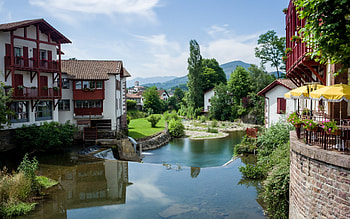 Town in France, France, houses, water, town HD wallpaper