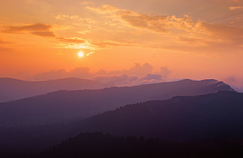 Sunset In The Mountains, sunset, mountains, nature HD wallpaper