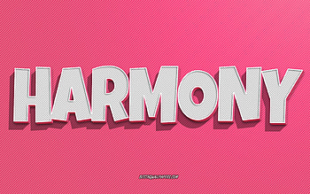Harmony, pink lines background, with names, Harmony name, female names, Harmony greeting card, line art, with Harmony name HD wallpaper