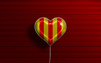 I Love Foix, , realistic balloons, red wooden background, Day of Foix, french provinces, flag of Foix, France, balloon with flag, Provinces of France, Foix flag, Foix HD wallpaper