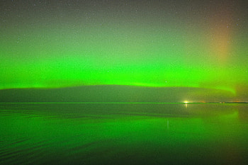 Aurora Northern Lights Over Body Of Water, aurora, northern-lights, nature HD wallpaper