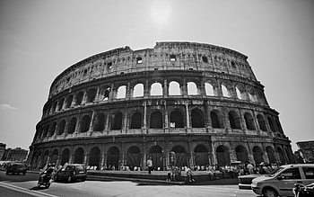 Colosseum, white, black, roman, architecture, ruins, monument, graph HD wallpaper