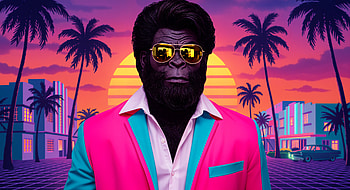 Bigfoot Miami Vibes Ultra, bigfoot, ape, neon, retro, 80's HD wallpaper
