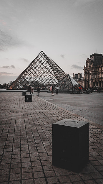 Paris, vilage, Musée du Louvre, art, minimalism, city, france, blak and white, trevel HD phone wallpaper