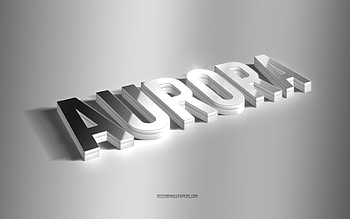 Aurora, silver 3d art, gray background, with names, Aurora name, Aurora greeting card, 3d art, with Aurora name HD wallpaper