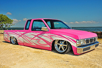 1997-Nissan-Hardbody, Truck, Nissan, Pink, Low HD wallpaper