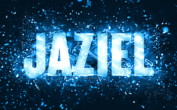 Happy Birtay Jaziel, , blue neon lights, Jaziel name, creative, Jaziel Happy Birtay, Jaziel Birtay, popular american male names, with Jaziel name, Jaziel HD wallpaper