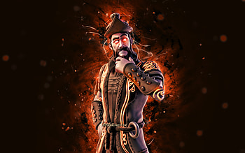 Dark Hacivat, , orange neon lights, Fortnite Battle Royale, Fortnite characters, Dark Hacivat Skin, Fortnite, Dark Hacivat Fortnite HD wallpaper
