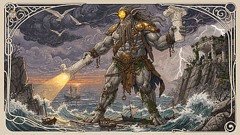 Beacon-Eyed Cyclops —, Cyclops, Giant, Lighthouse, Ocean HD wallpaper