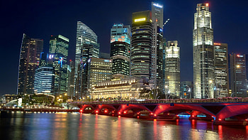 awesome singapore at night, night, skyscrapers, city, bridge, waterfront HD wallpaper