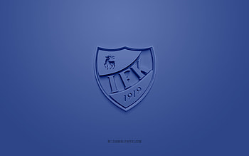 IFK Mariehamn, creative 3D logo, blue background, Finnish football team, Veikkausliiga, Mariehamn, Finland, football, IFK Mariehamn 3d logo HD wallpaper