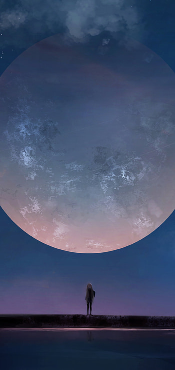 Anime, moon HD phone wallpaper