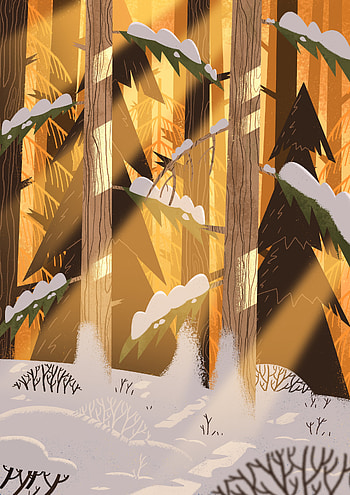 Landscape, Winter, Trees, Art, Snow, Forest HD phone wallpaper