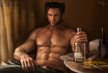 Wolverine Drinking, wolverine, superheroes, digital-art, artwork HD wallpaper