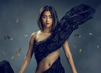 Beauty, blue, model, asian, girl, chakrit chanpen, woman HD wallpaper