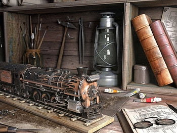 Books, Miscellanea, Miscellaneous, Toy, Table, Locomotive, Steam Locomotive HD wallpaper