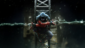 Miles Morales Shadowed Heroic, spiderman, miles-morales, superheroes, artwork, digital-art, art HD wallpaper