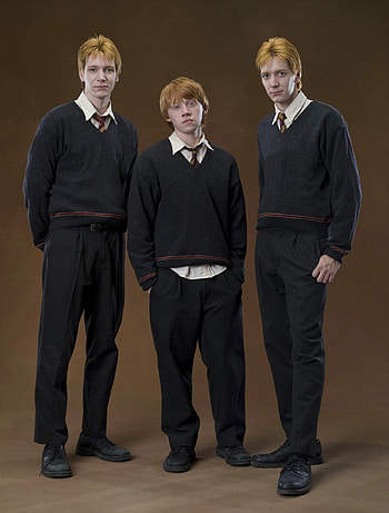 Fred Weasley, Ron Weasley, George Weasley, Harry Potter fan art HD phone wallpaper