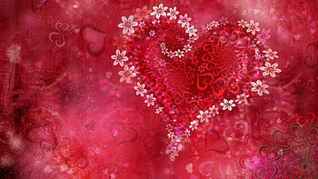 Flowers, Background, Love, Patterns, Bright, Heart HD wallpaper