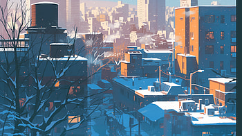 Snow-Covered Cityscape, man made, city, snowy city, winter, cityscape HD wallpaper